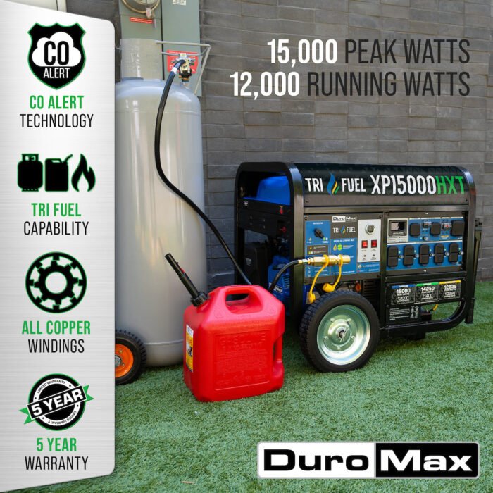 15,000 Watt Electric Start Tri Fuel Portable Generator - Image 2