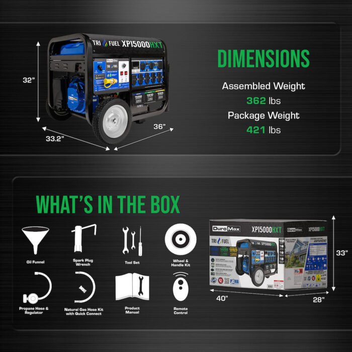 15,000 Watt Electric Start Tri Fuel Portable Generator - Image 11